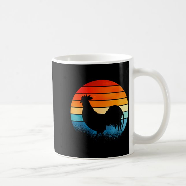 Taza De Café Retro Sunset Rooster Chicken Lover  (Derecha)
