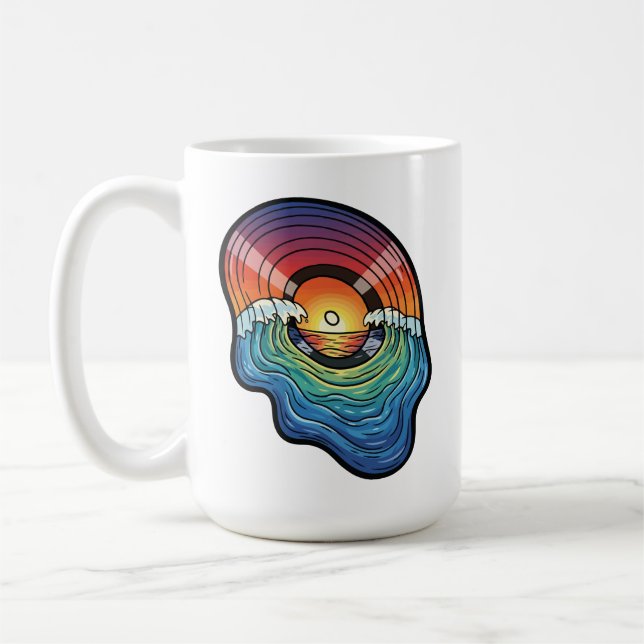 Taza De Café Retro Sunset Wave Vinyl Aesthetic (Izquierda)