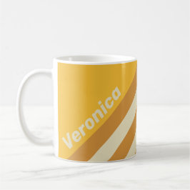 Taza De Café Retro Sunshine Mustard Stripes with Name