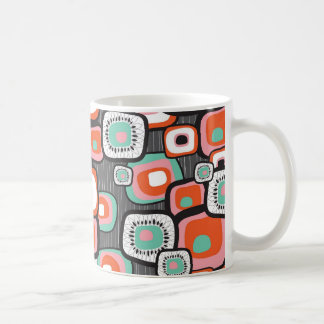 Taza De Café Retro Sushi Flores Cuadrados Personalizado Mug