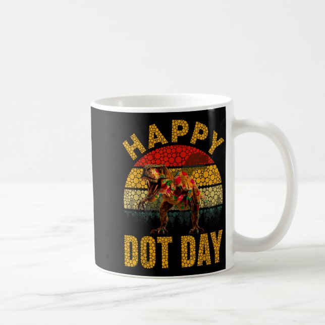 Taza De Café Retro T Rex Dinosaur Lovers Polka Dots Happy Dot D (Derecha)