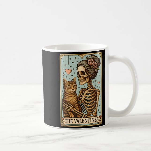 Taza De Café Retro Tabby Cat Valentine's Day Mom Tarot Card  (Derecha)