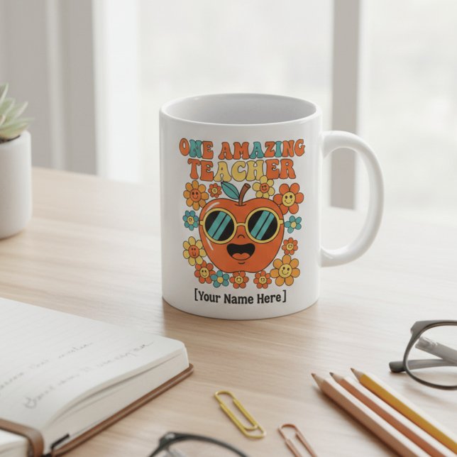 Taza De Café Retro Teacher Appreciation  | Personalized Class o (Subido por el creador)