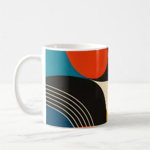 Taza De Café Retro Teal Orange Black Bauhaus Geometric Abstract