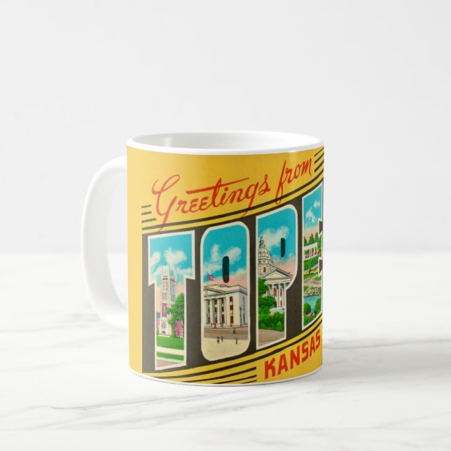 Taza De Café Retro Topeka Kansas Greeting Mug (Anverso izquierdo)