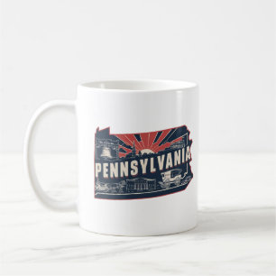 Taza De Café Retro Travel Icic Pennsylvania Graphic