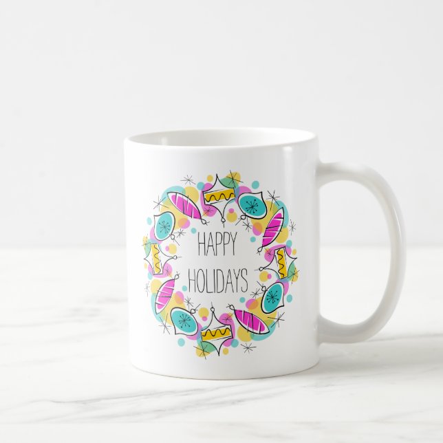 Taza De Café Retro Tree Baubles Circle Holidays mug (Derecha)