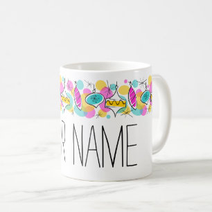 Taza De Café Retro Tree Baubles Line Name mug