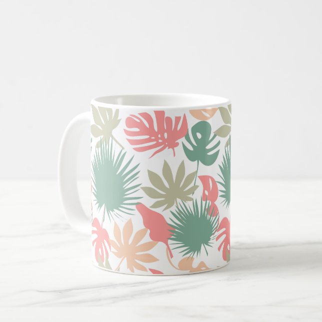 Taza De Café Retro, tropical, hojas (Anverso izquierdo)