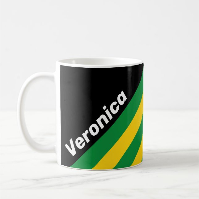 Taza De Café Retro Tropical Palm Stripes with Name (Izquierda)
