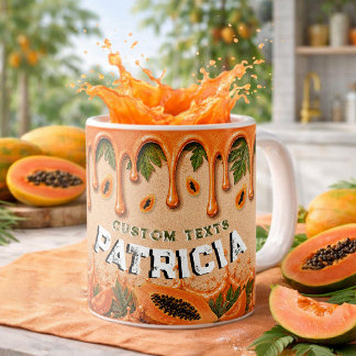 Taza De Café Retro Tropical Party Papaya Fruit Theme Custom 