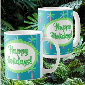Taza De Café Retro Tropical Personalized Tropical Palms Holiday