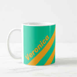 Taza De Café Retro Tropical Punch Stripes with Name
