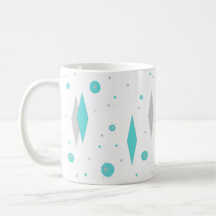 Taza De Café Retro Turquesa Diamante y Starburst Mug