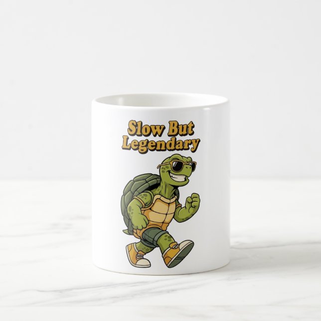 Taza De Café Retro Turtle Legendary Calm White Mug (Centro)