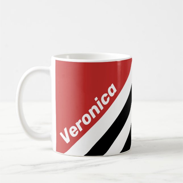 Taza De Café Retro Urban Zebra Stripes with Name (Izquierda)