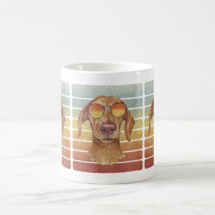 Taza De Café Retro Vintage Atardecer Crema Dachshund Mamá Papá