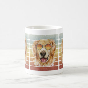 Taza De Café Retro Vintage Atardecer Golden Retriever Mamá Papá