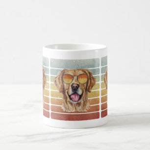 Taza De Café Retro Vintage Atardecer Golden Retriever Mamá Papá