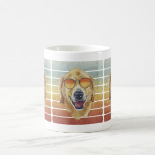 Taza De Café Retro Vintage Atardecer Golden Retriever Mascota M
