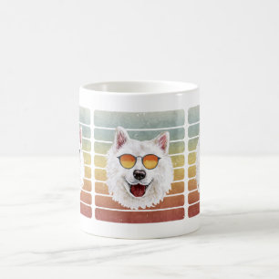 Taza De Café Retro Vintage Atardecer Samoyed Mamá Papá