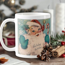 Retro Vintage Jolly Santa with Candy Cane