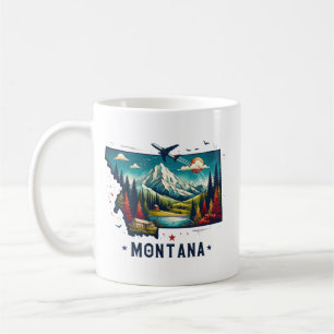 Taza De Café Retro Vintage Montana State Map