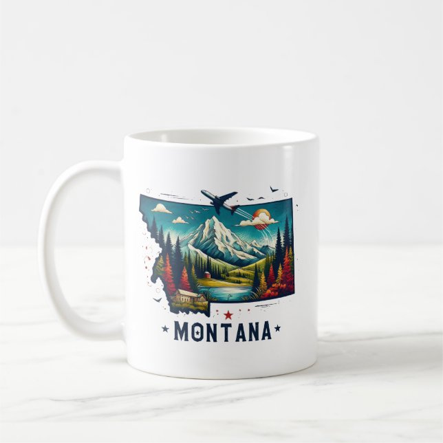 Taza De Café Retro Vintage Montana State Map (Izquierda)
