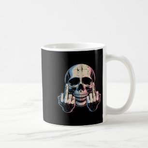 Taza De Café Retro Vintage Skull Face Funny Middle Finger Graph