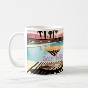 Taza De Café Retro Vintage Tema de cebra Poolside Palm Springs