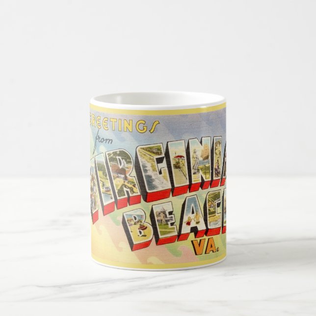 Taza De Café Retro Virginia Beach Greetings Mug (Centro)