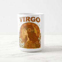 Retro Virgo Zodiac Boho Floral Astrology 