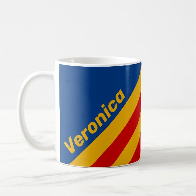 Taza De Café Retro Warmhearted Stripes with Name (Izquierda)