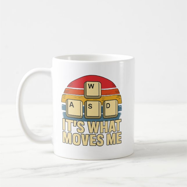Taza De Café Retro WASD Gaming Keys Funny PC Gamer Design, retr (Izquierda)
