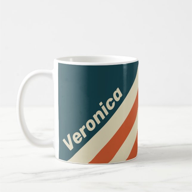 Taza De Café Retro Wave Stripes with Name (Izquierda)