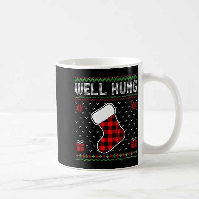Taza De Café Retro Well Hung Ugly Christmas Sweater Couples Mat (Derecha)