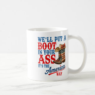 Taza De Café Retro We'll Put A Boot Western Vaquera Bandera De 