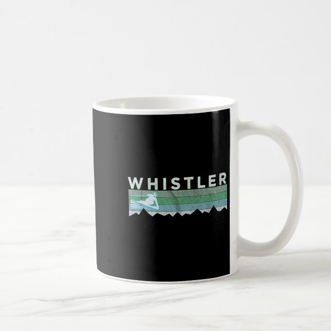 Taza De Café Retro Whistler Bc Canada Distressed Skiing  (Derecha)