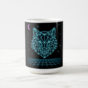 Taza De Café Retro Wolf Synthwave - Aullador Nocturno de Neón