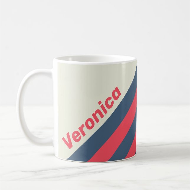 Taza De Café Retro Yacht Club Stripes with Name (Izquierda)