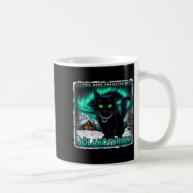 Taza De Café Retro Yule Cat Icelandic This Home Protected Jólak (Derecha)