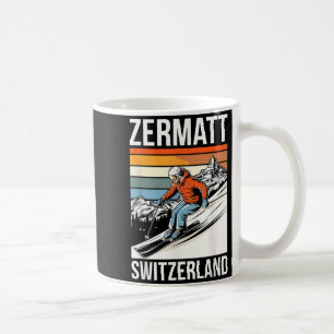 Taza De Café Retro Zermatt Suiza estación de esquí diversión al
