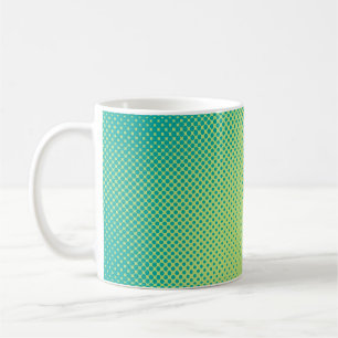 Taza De Café Retroceso de arte pop verde brillante y turquesa
