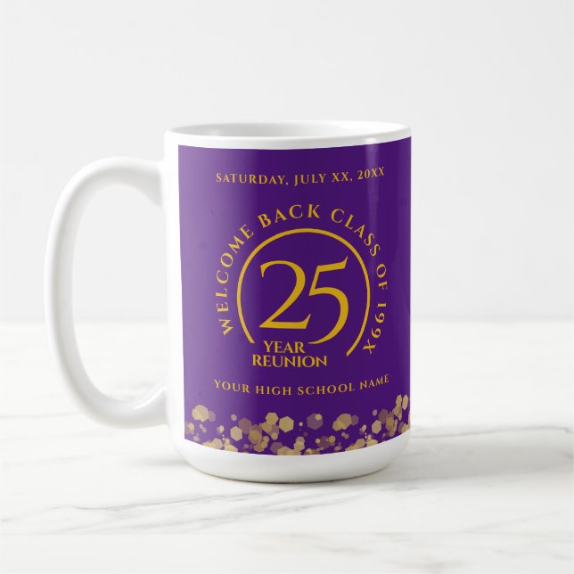 Taza De Café Reunión de la Escuela Purple & Gold (Izquierda)