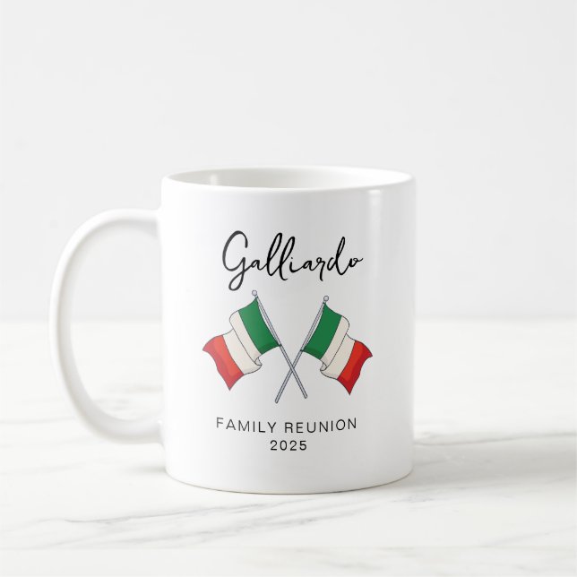 Taza De Café Reunión de la familia Bandera Italiana (Izquierda)