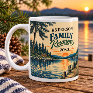 Taza De Café Reunión Familiar en el Lago Vintage