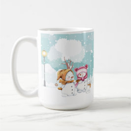Taza De Café Reunión y juego de hombres de nieve en temporada d