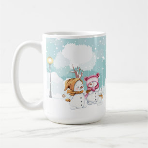 Taza De Café Reunión y juego de hombres de nieve en temporada d
