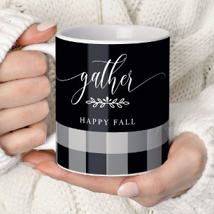 Taza De Café Reunir Feliz Otoño Cuadro de Búfalo Negro y Blanco