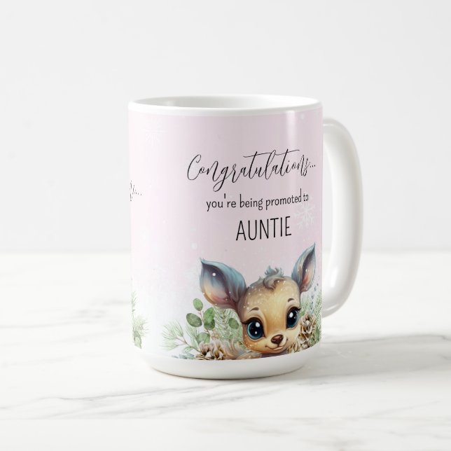 Taza De Café Revelación de embarazo promovida a tía venado pequ (Anverso derecho)